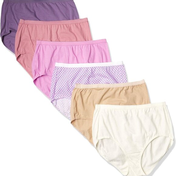 Women's Just My Size High-Waist Cotton Brief Underwear, High-Rise Brief, 6-Pack - Picture 1 of 3